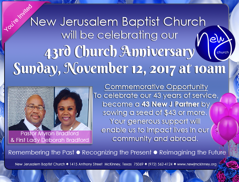 2017 New Jerusalem Baptist Church 43rd Church Anniversary