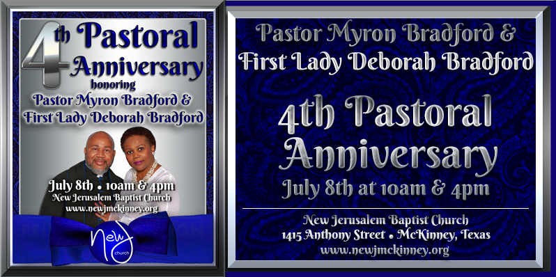 4th Pastoral Anniversary for Pastor Myron Bradford and First Lady Deborah Bradford at New Jerusalem Baptist Church in McKinney, Texas